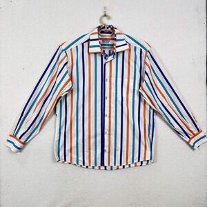 Marcello Sport Button Up Shirt Large Striped Office Preppy Party Casual Unique